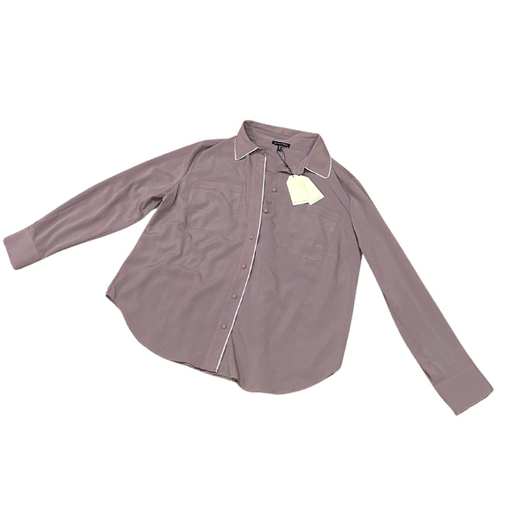 Universal Standard Long Sleeve Blouse with Piping | Purple Sage | NWT | Size XS